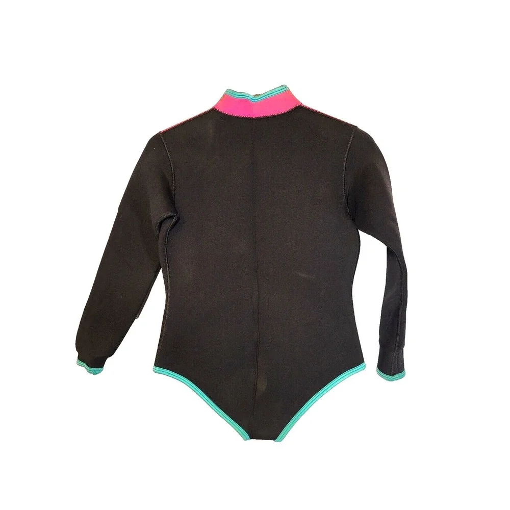 Dacor Diving Wetsuit Long Sleeve‎ Zip Front Black Pink Teal Girls Size Large